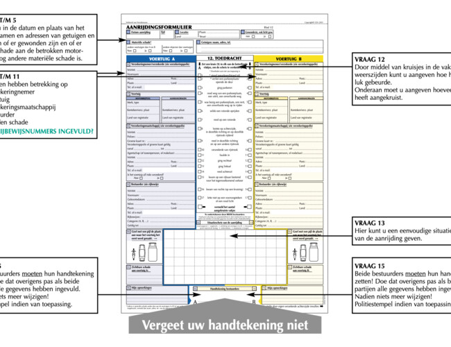 schadeformulier met toelichting